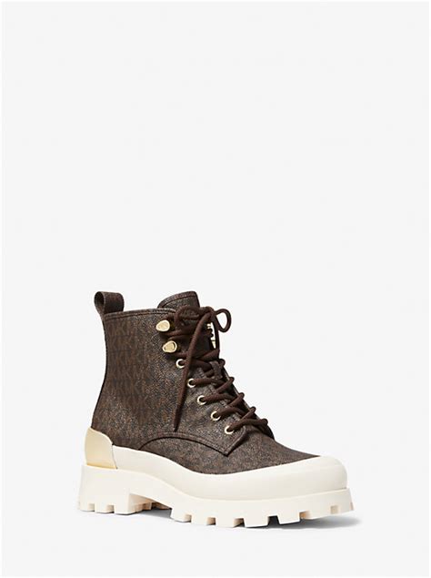 michael kors payton logo combat boot|Payton Leather Combat Boot .